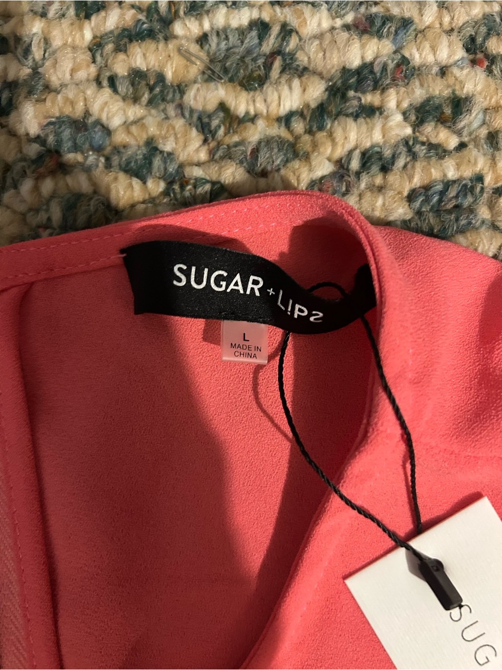 Sugarlips Coral Puff-Sleeve Blouse - Picture 2 of 2